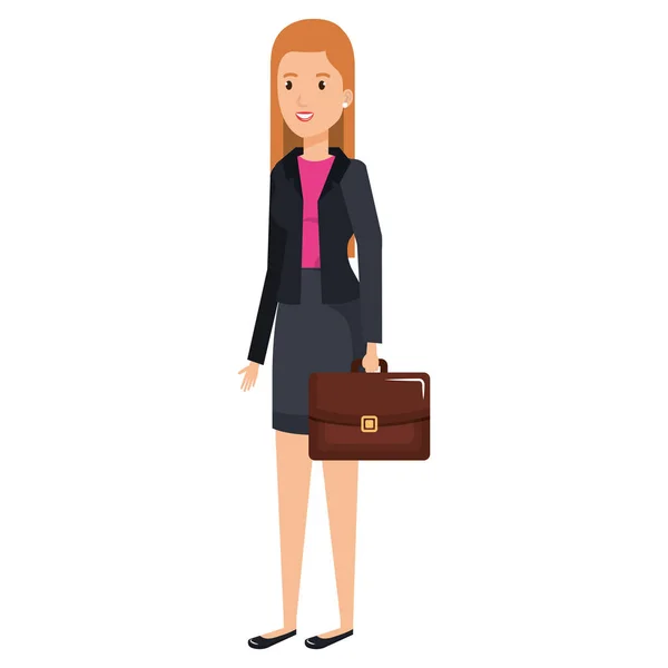 Belle femme d'affaires avec portefeuille avatar caractère — Image vectorielle