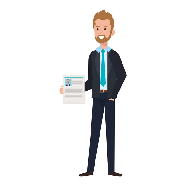 Hombre de negocios con carácter de avatar curricular — Vector de stock