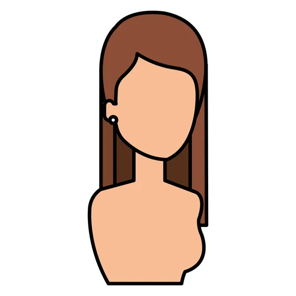 Hermosa y joven mujer sin camisa carácter — Vector de stock