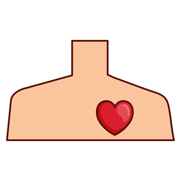 person shirtless with heart avatar character