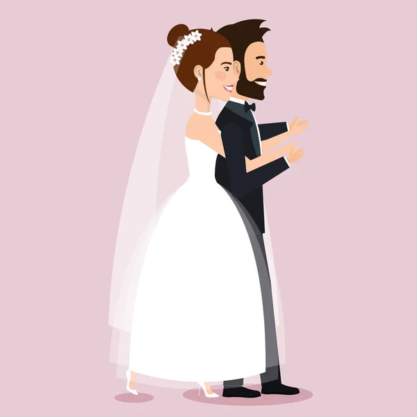 Casal de casamento andando juntos no amor —  Vetores de Stock