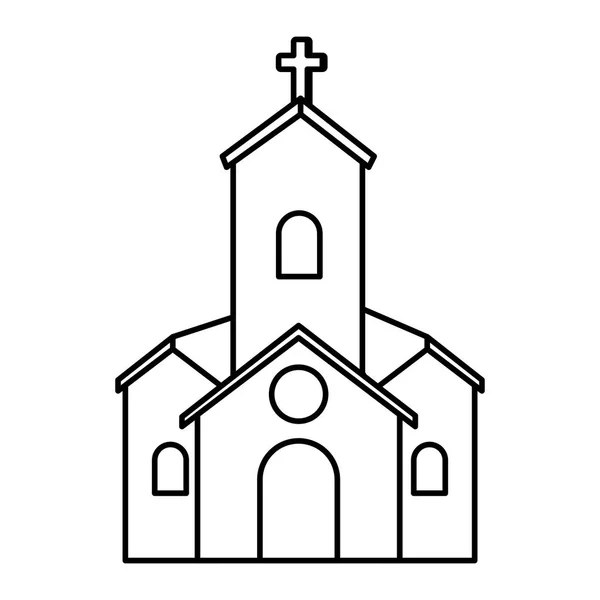 Iglesia fachada edificio icono — Vector de stock