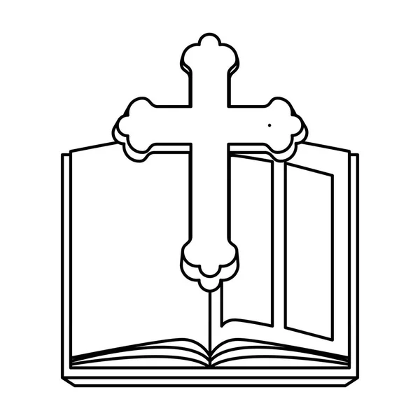 Sainte Bible avec croix en bois — Image vectorielle