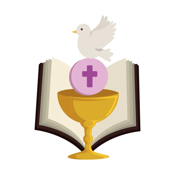 성배와 비둘기와 성경 — 스톡 벡터