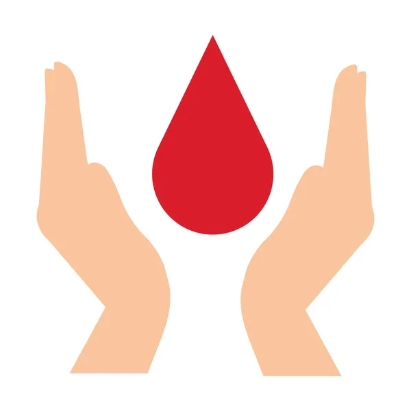 Handen beschermd druppel bloed — Stockvector