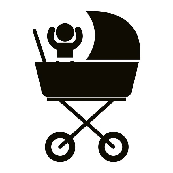 Baby in cart isolated icon — Stock Vector