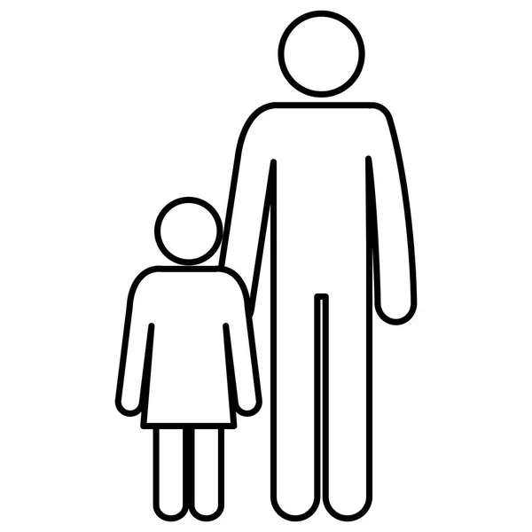 Figuur vader met dochter silhouet avatars — Stockvector