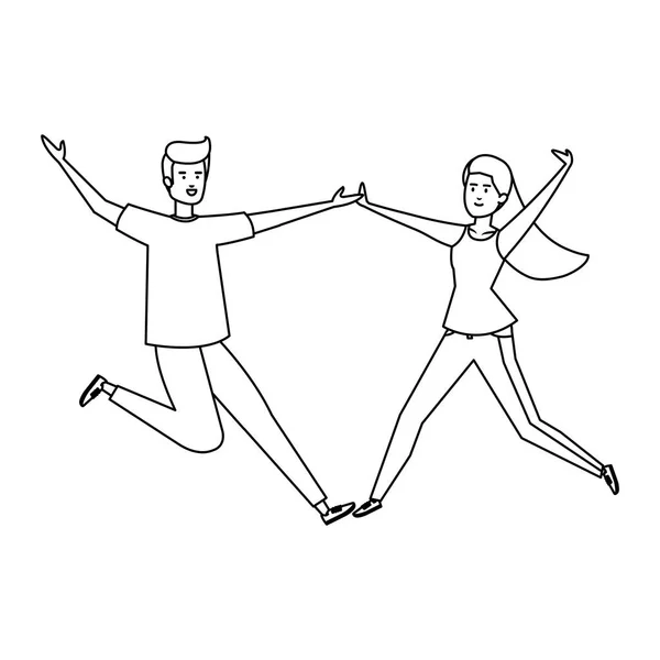 年轻夫妇庆祝化身字符 — 图库矢量图片