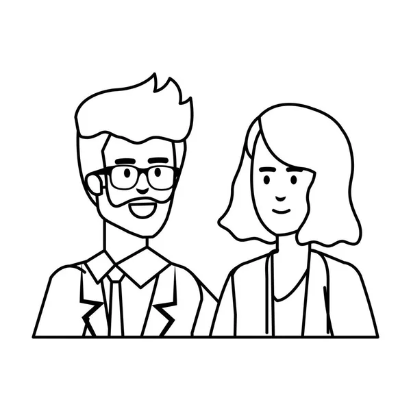 Couple de professionnels médecins avatars personnages — Image vectorielle