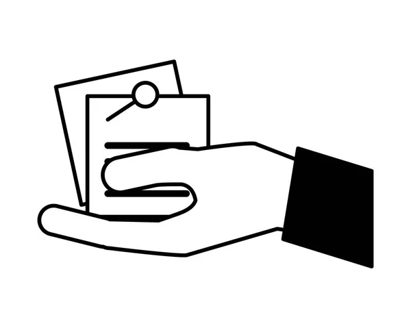 Рука з паперовими документами — стоковий вектор