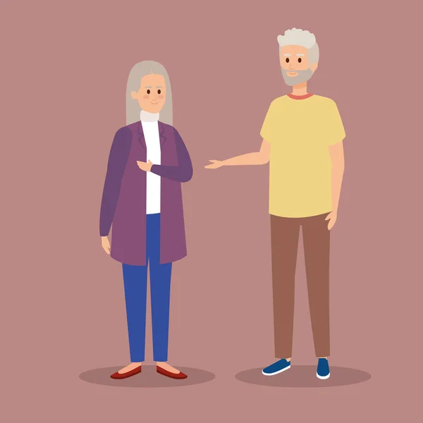 Mulher velha e homem casal juntos —  Vetores de Stock