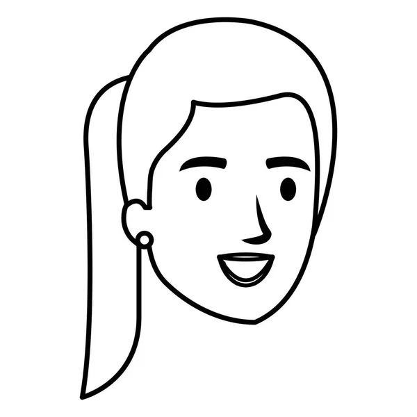 Beautiful and young woman head — Stock Vector