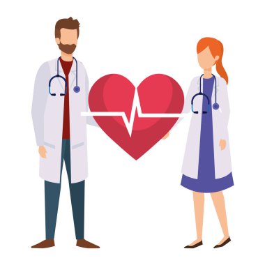 kalp kardiyo ile profesyoneller doktorlar çift