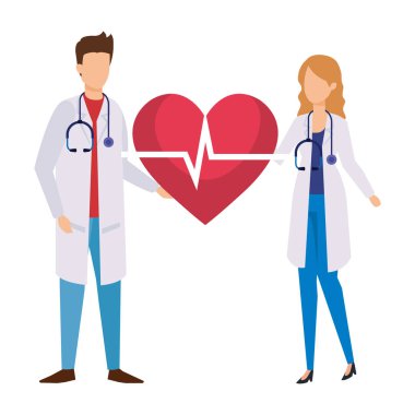 kalp kardiyo ile profesyoneller doktorlar çift