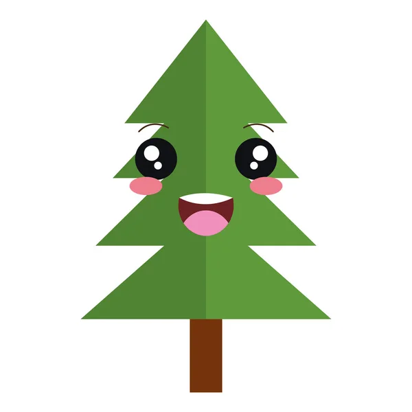 Pinetree plant natuurlijke kawaii karakter — Stockvector