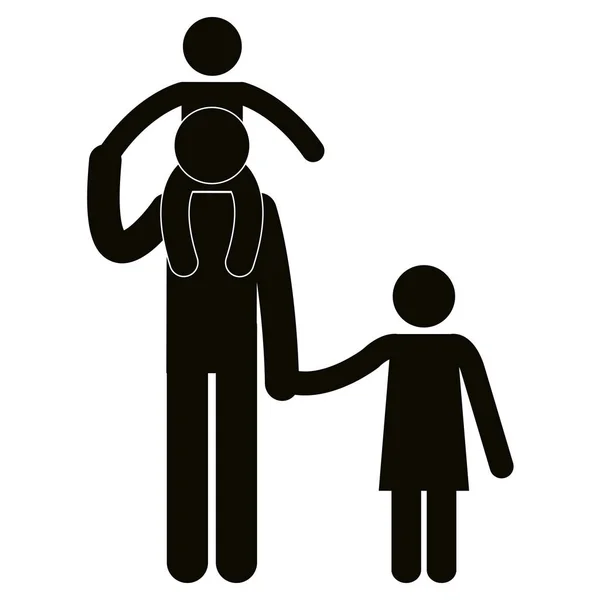 Figura pai com avatares filho e filha — Vetor de Stock