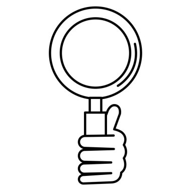 Büyüteç ile insan el izole simgesi