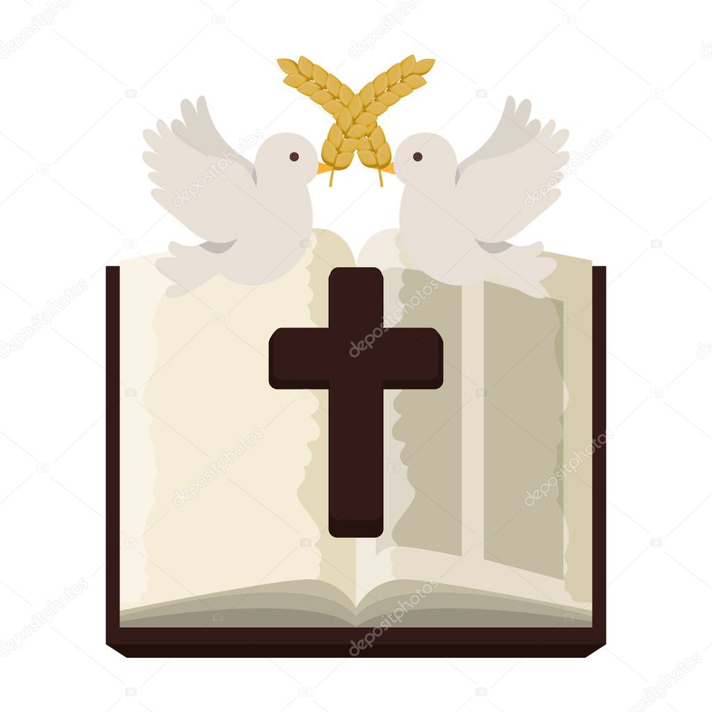 holy bible with wooden cross