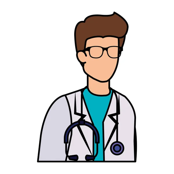Профессиональный врач со стетоскопическим характером — стоковый вектор