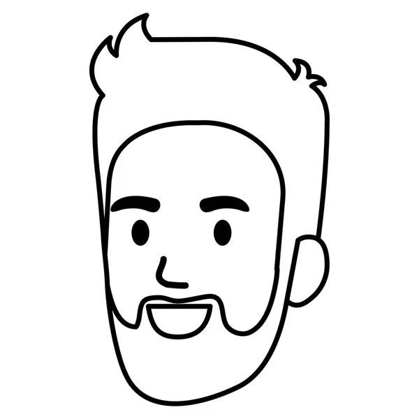 Cabeza de hombre joven con carácter avatar barba — Vector de stock