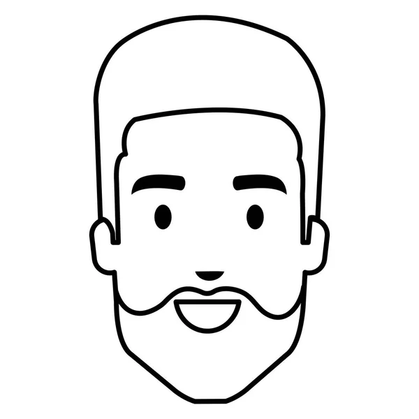 Young man head with beard avatar character — Stock Vector