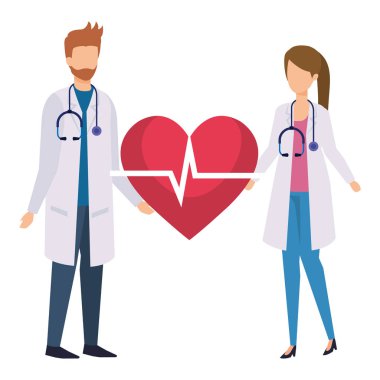 kalp kardiyo ile profesyoneller doktorlar çift