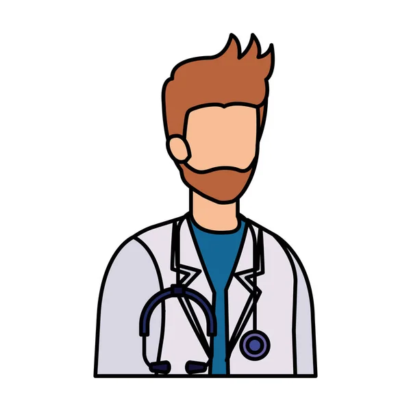 แพทย์มืออาชีพที่มีตัวละคร stethoscope — ภาพเวกเตอร์สต็อก