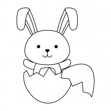 kırık kabuk yumurta Paskalya kutlama ile sevimli tavşan