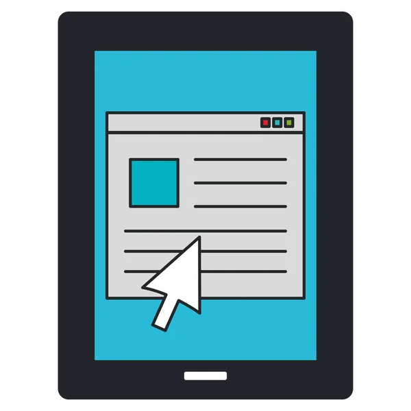 Tablet con modello di pagina web — Vettoriale Stock