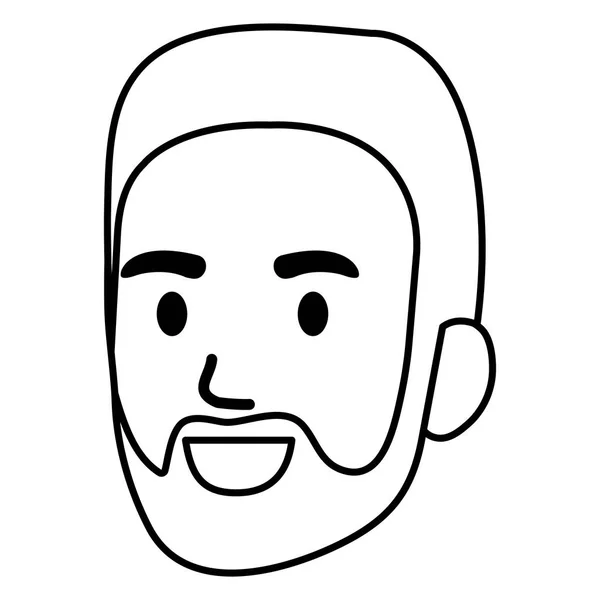 Cabeza de hombre joven con carácter avatar barba — Vector de stock