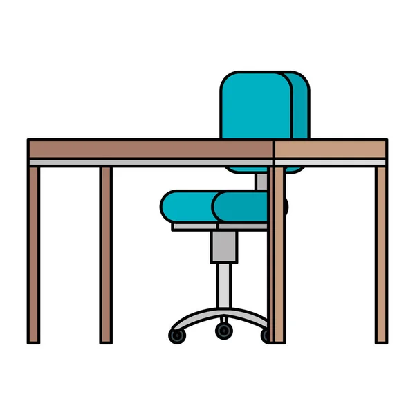 Silla de oficina con escritorio de madera — Vector de stock