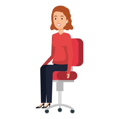 İş kadını ofis koltuğunda oturuyor.