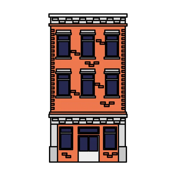 Edificio fachada icono frontal — Vector de stock