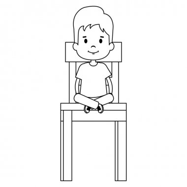 sandalye ahşap karakter oturan küçük çocuk