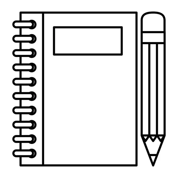 Notebook escola com lápis — Vetor de Stock