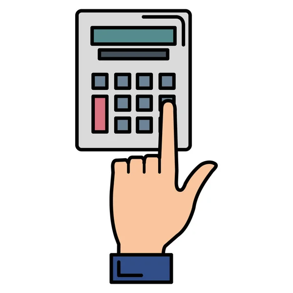 Mão usando o dispositivo de calculadora —  Vetores de Stock