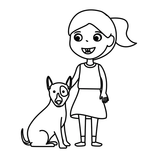 Petite fille mignonne avec chiot — Image vectorielle