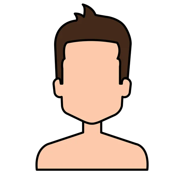 Joven hombre sin camisa carácter avatar — Vector de stock