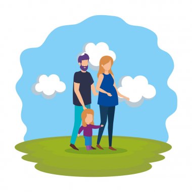 Ebeveynlerin çift kızı parkta ile