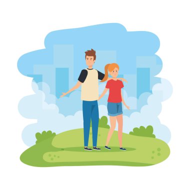 Sahadaki genç çift.