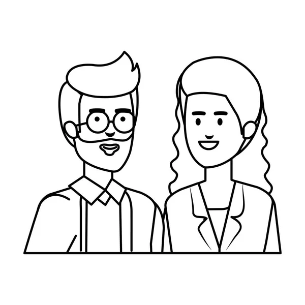 Couple de professionnels médecins avatars personnages — Image vectorielle