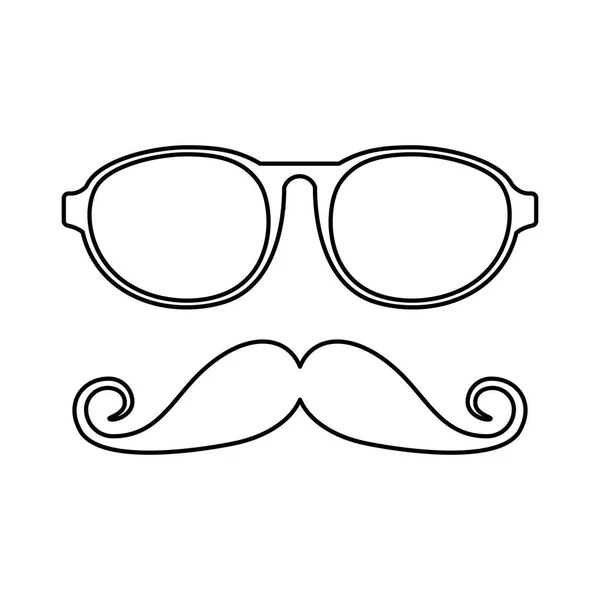 Moustache et lunettes style hipster — Image vectorielle