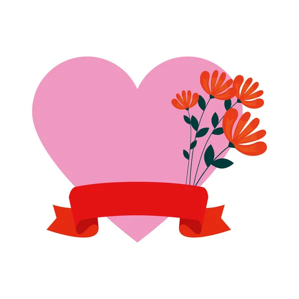Decorazione floreale a forma di cuore — Vettoriale Stock