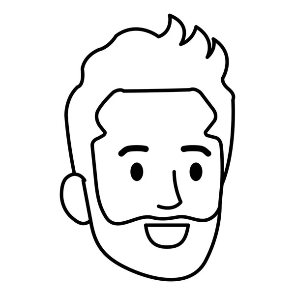 Jeune homme tête avec barbe avatar personnage — Image vectorielle