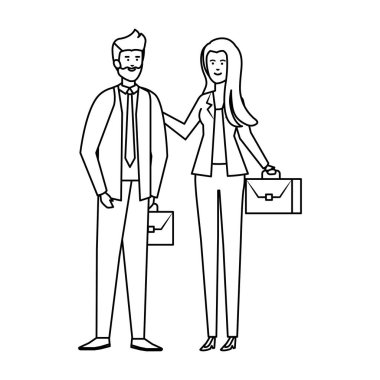 Portföy karakterleri ile genç iş çift