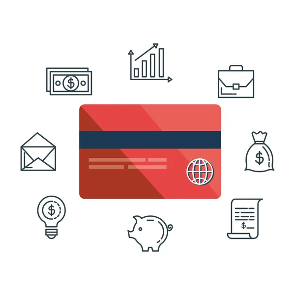 Kredi kartı ile finansal simgeler — Stok Vektör