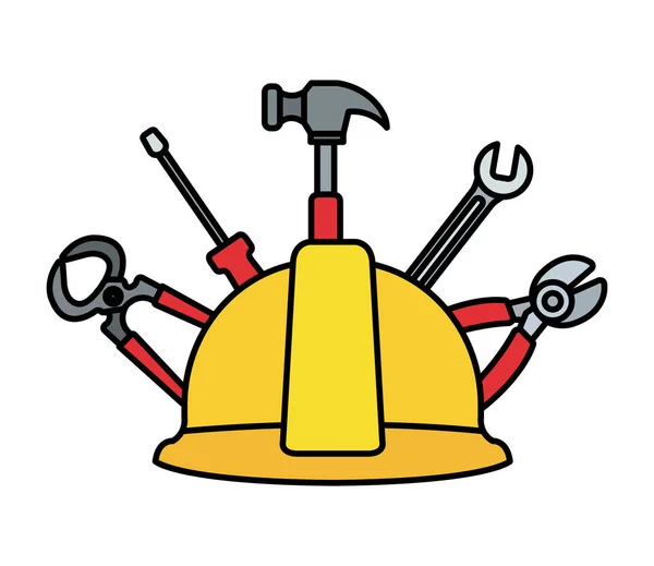 Set araçları ile inşaat kask — Stok Vektör