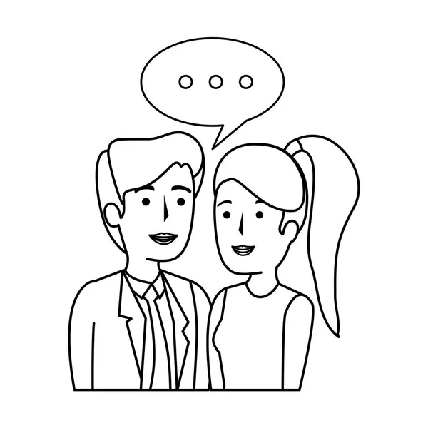 Couple d'affaires avatars parler personnages — Image vectorielle