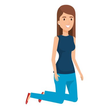 katta avatar karakter diz çökmüş kadın