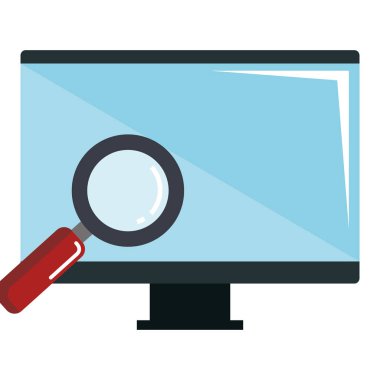 Büyüteç ile bilgisayar ekranı